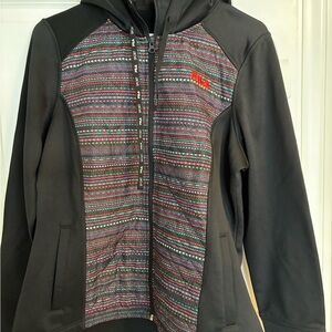 Fila Women's Black Jacket with Multicolor Pattern